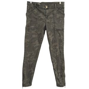 Kut from the Kloth Camo Ankle Zip Utility Cropped Skinny Jeans 14 Cotton Edgy
